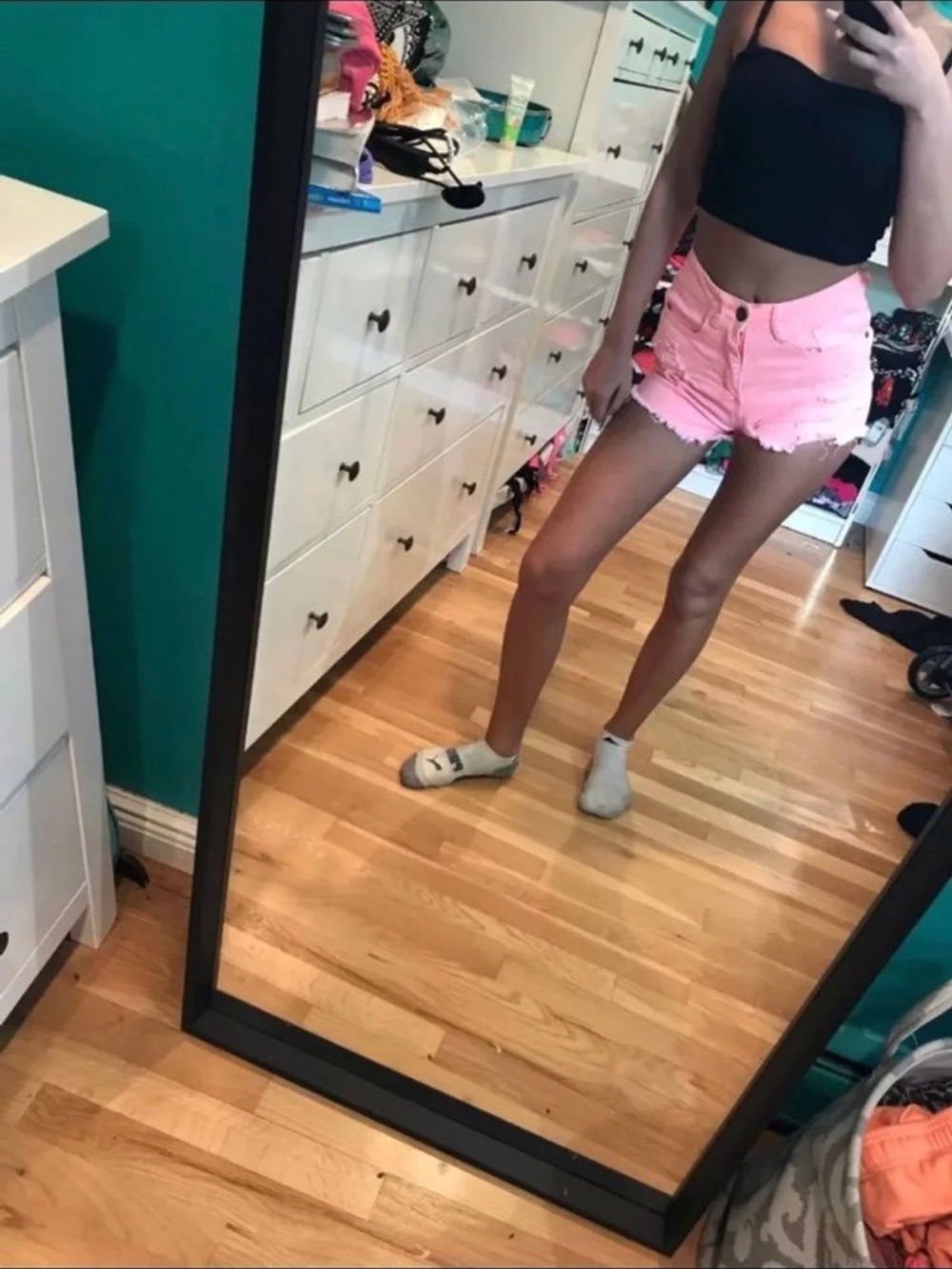 Love Culture Pink High-Rise Distressed Denim Shorts